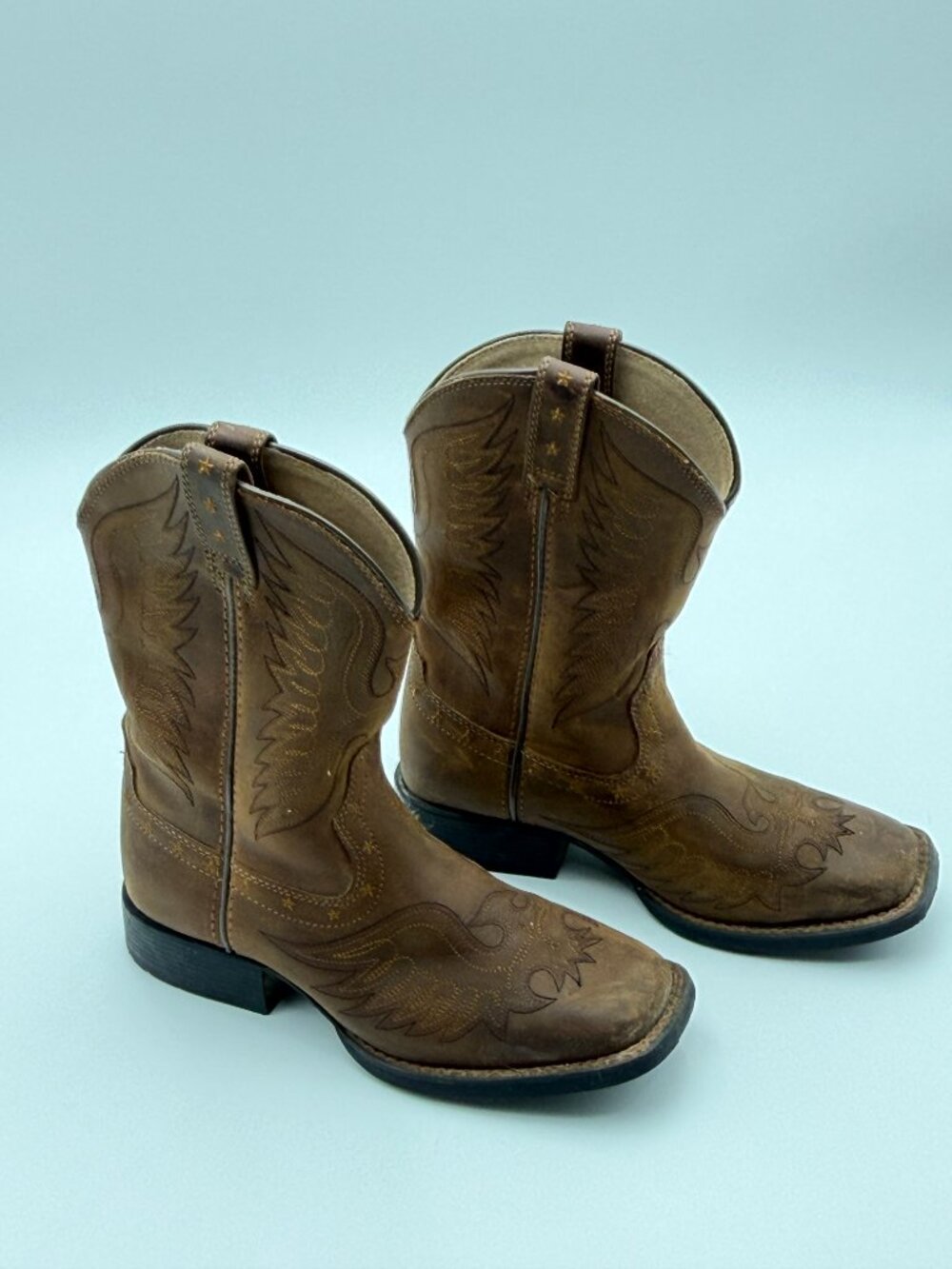 Brown Square Toe Cowboy Boots KIDS - Picture 6 of 7